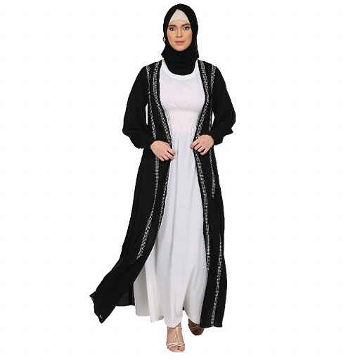 Designer Shrug  abaya combo- Black-White